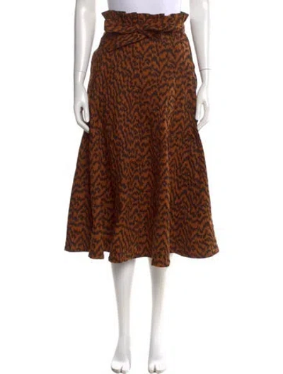 Pre-owned Ulla Johnson Animal Print Midi Length Skirt In Brown