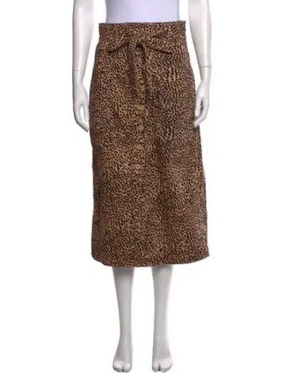 Pre-owned Ulla Johnson Animal Print Midi Length Skirt In Brown