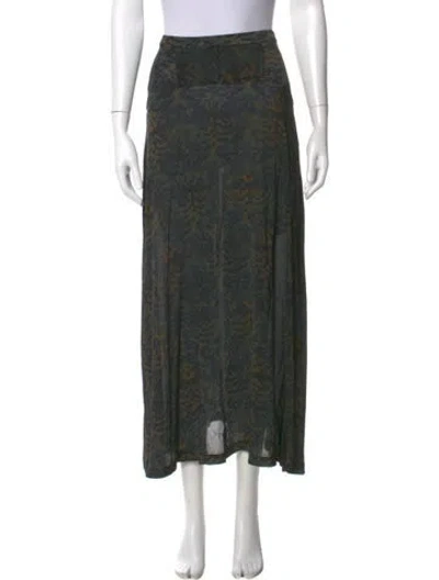 Pre-owned Ulla Johnson Animal Print Midi Length Skirt In Green