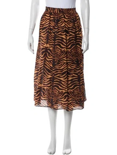Pre-owned Ulla Johnson Animal Print Midi Length Skirt In Multi