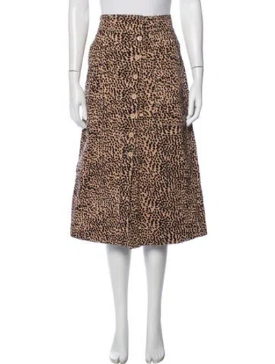 Pre-owned Ulla Johnson Animal Print Midi Length Skirt In Neutrals