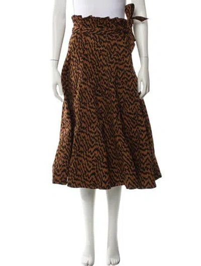 Pre-owned Ulla Johnson Animal Print Midi Length Skirt In Orange