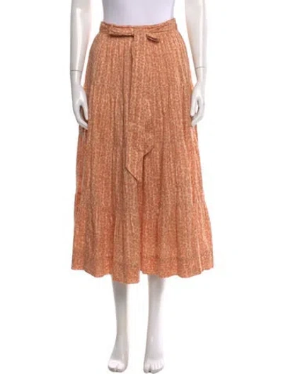 Pre-owned Ulla Johnson Animal Print Midi Length Skirt In Orange