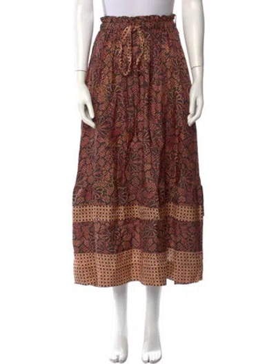 Pre-owned Ulla Johnson Animal Print Midi Length Skirt In Red