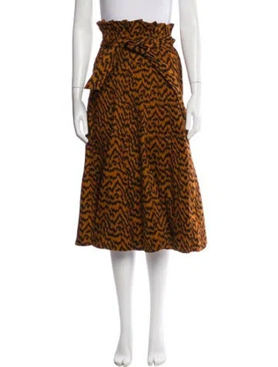 Pre-owned Ulla Johnson Animal Print Midi Length Skirt W/ Tags In Brown