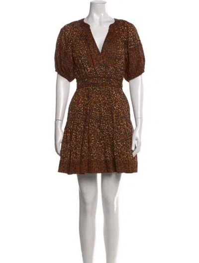 Pre-owned Ulla Johnson Animal Print Mini Dress In Brown
