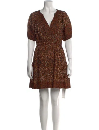 Pre-owned Ulla Johnson Animal Print Mini Dress In Brown