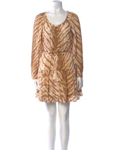 Pre-owned Ulla Johnson Animal Print Mini Dress In Neutral