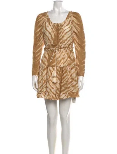 Pre-owned Ulla Johnson Animal Print Mini Dress In Neutral