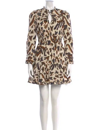 Pre-owned Ulla Johnson Animal Print Mini Dress In Neutral