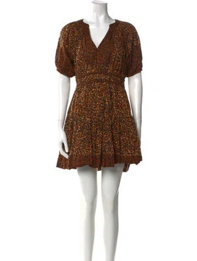 Pre-owned Ulla Johnson Animal Print Mini Dress In Orange