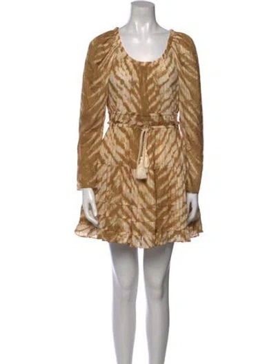 Pre-owned Ulla Johnson Animal Print Mini Dress In Yellow