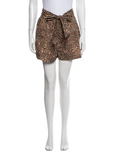Pre-owned Ulla Johnson Animal Print Mini Shorts In White