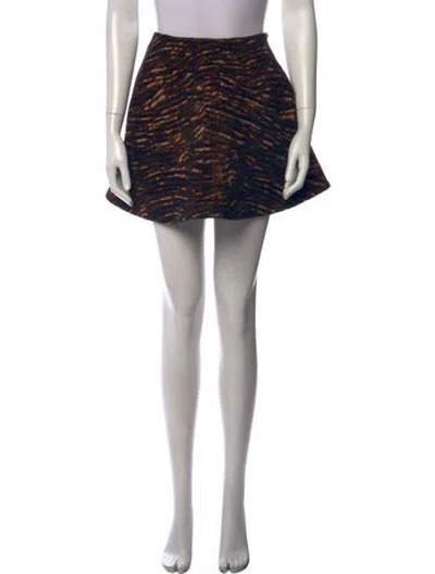Pre-owned Ulla Johnson Animal Print Mini Skirt In Black