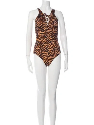 Pre-owned Ulla Johnson Animal Print One-piece W/ Tags In Blue