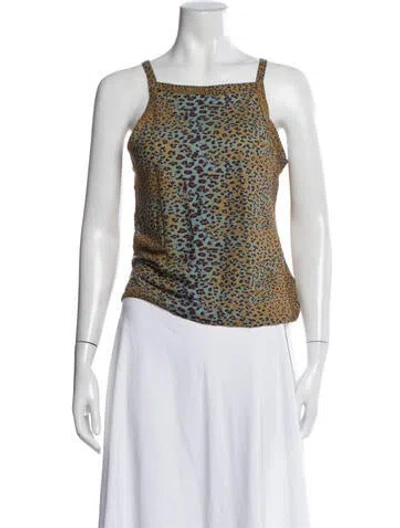 Pre-owned Ulla Johnson Animal Print Square Neckline Top In Multi