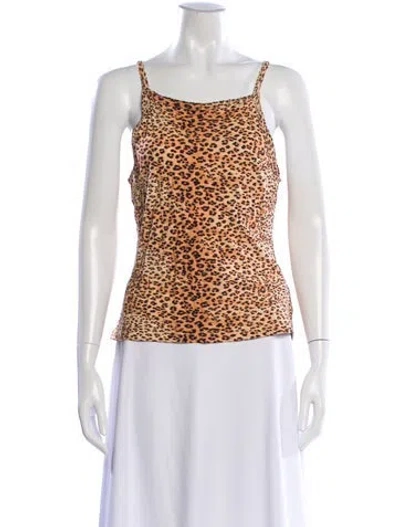 Pre-owned Ulla Johnson Animal Print Square Neckline Top In Neutral