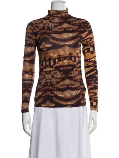 Pre-owned Ulla Johnson Animal Print Turtleneck Top In Multi