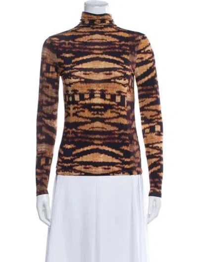 Pre-owned Ulla Johnson Animal Print Turtleneck Top In Multi