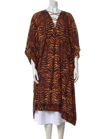 Pre-owned Ulla Johnson Animal Print V-neck Sweater In Black