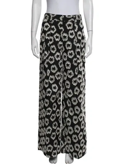 Pre-owned Ulla Johnson Animal Print Wide Leg Pants In Black