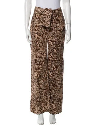 Pre-owned Ulla Johnson Animal Print Wide Leg Pants In Multicolor