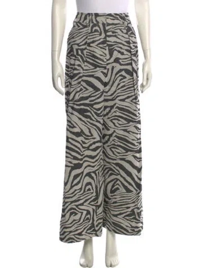 Pre-owned Ulla Johnson Animal Print Wide Leg Pants In Neutral