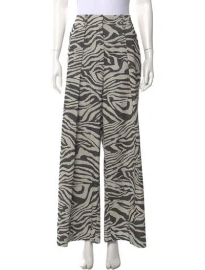 Pre-owned Ulla Johnson Animal Print Wide Leg Pants In Neutral