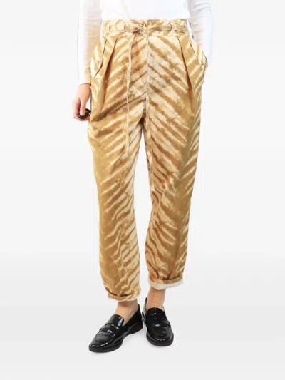 Pre-owned Ulla Johnson Animal-print Trousers In Brown