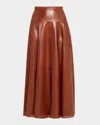 Ulla Johnson Aninda Eyelet Trim Leather A-line Skirt