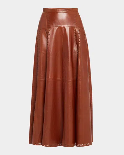 ULLA JOHNSON ANINDA LEATHER MIDI SKIRT