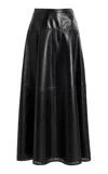 Ulla Johnson Aninda Leather Midi Skirt In Black