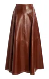 Ulla Johnson Aninda Leather Midi Skirt In Brown