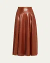 Ulla Johnson Aninda Eyelet Trim Leather A-line Skirt In Brown