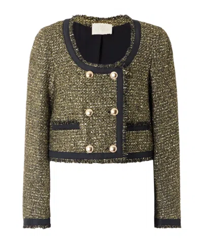 Ulla Johnson Anisa Double-breasted Grosgrain-trimmed Metallic Tweed Jacket In Multi