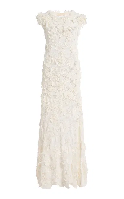 Ulla Johnson Anita Crocheted Cotton Silk Maxi Dress In White