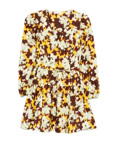 Ulla Johnson Floral Print Mini Dress In Yellow