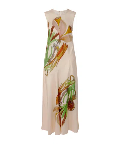 Ulla Johnson Anna Zemánková Gaea Paneled Printed Silk-twill Midi Dress In Neutral