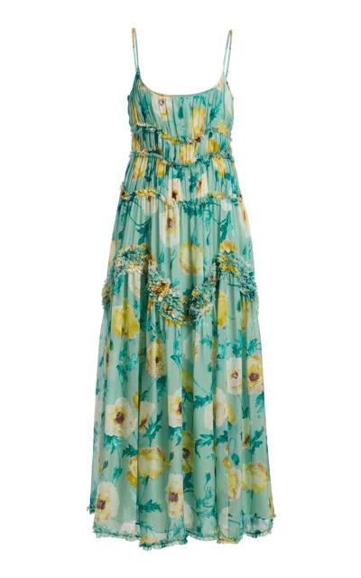 Ulla Johnson Annabell Silk Midi Dress In Green