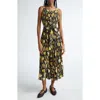 Ulla Johnson Annabeth Pleated Button Front Silk Maxi Dress In Baroque