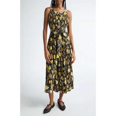 Ulla Johnson Annabeth Pleated Button Front Silk Maxi Dress In Baroque