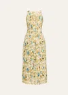 Ulla Johnson Annabeth Belted Pleated Floral-print Silk Crepe De Chine Midi Dress In Flora