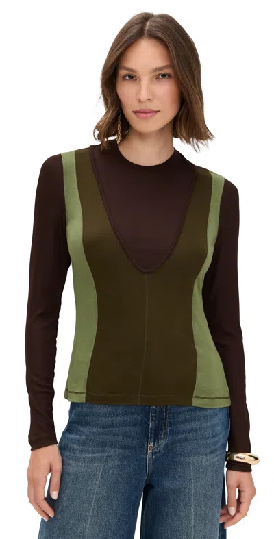 Ulla Johnson Annete Jersey Long Sleevetop Militaire In Green