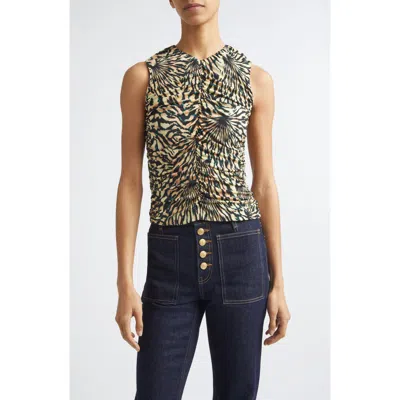 Ulla Johnson Annie Print Jersey Top In Blue