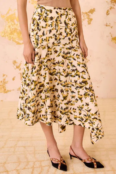 Ulla Johnson Annika High Waist Asymmetrical Midi Skirt In Lucent In Yellow