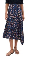 Ulla Johnson Annika High Waist Asymmetrical Midi Skirt Mirage In Blue