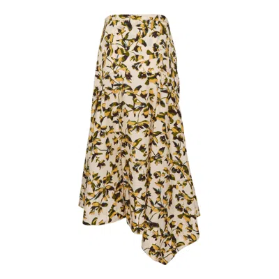 Ulla Johnson Annika High Waist Asymmetrical Midi Skirt In Multi
