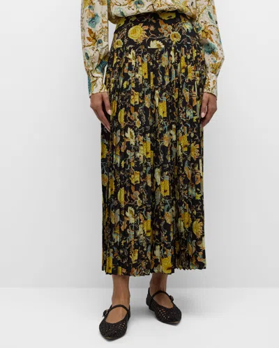 Ulla Johnson Annine Floral Pleated Midi Skirt In Baroque