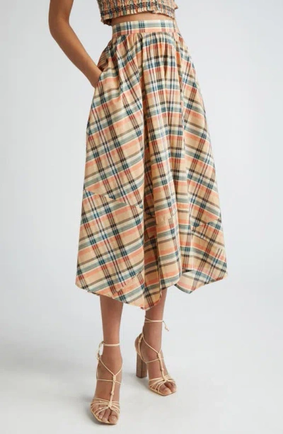 Ulla Johnson Annine Plaid Asymmetric Midi Skirt In Meadow