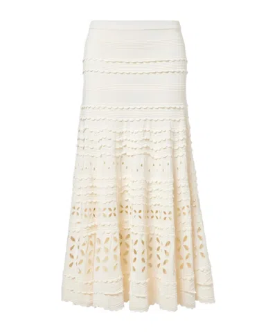 Ulla Johnson Annisa Broderie Anglaise Midi Skirt In Animal Print